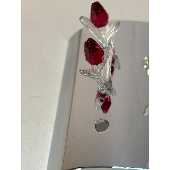 Swarovski SCS Crystal Miniature Tulip Flower 8 Flowers on Silver Tone Tray 2004 - Picture 4 of 6